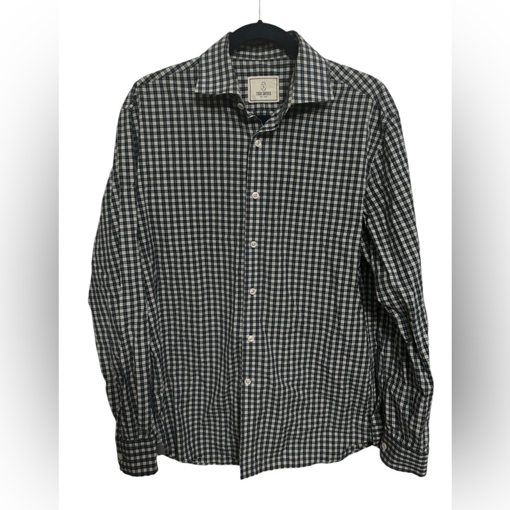 Todd Snyder | Blue White Check Button Down Dress Shirt Sz 16 34/35
